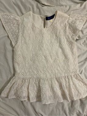 Blue Rain White Embroidered Blouse